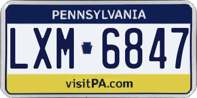 PA license plate LXM6847