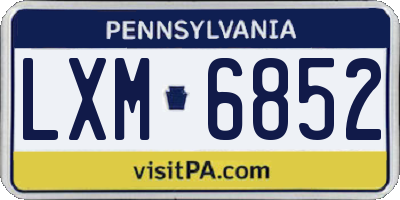 PA license plate LXM6852