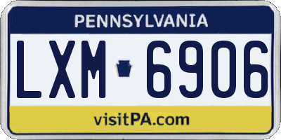 PA license plate LXM6906