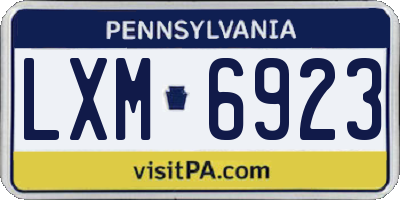 PA license plate LXM6923