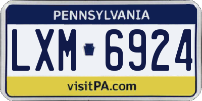 PA license plate LXM6924
