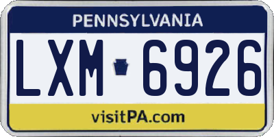 PA license plate LXM6926
