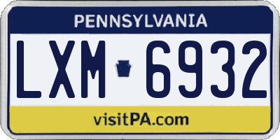 PA license plate LXM6932