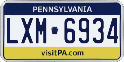 PA license plate LXM6934