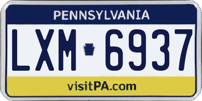 PA license plate LXM6937