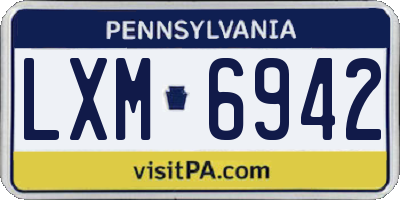 PA license plate LXM6942