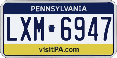 PA license plate LXM6947