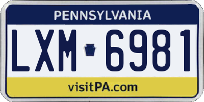 PA license plate LXM6981