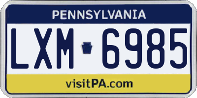 PA license plate LXM6985