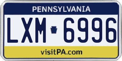 PA license plate LXM6996