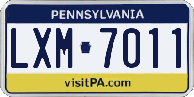 PA license plate LXM7011