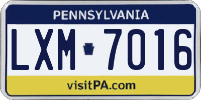PA license plate LXM7016
