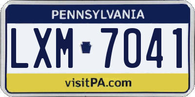 PA license plate LXM7041