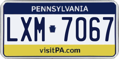 PA license plate LXM7067