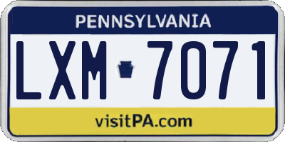 PA license plate LXM7071