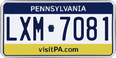 PA license plate LXM7081