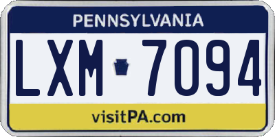 PA license plate LXM7094