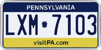 PA license plate LXM7103