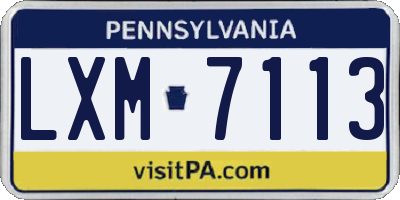 PA license plate LXM7113