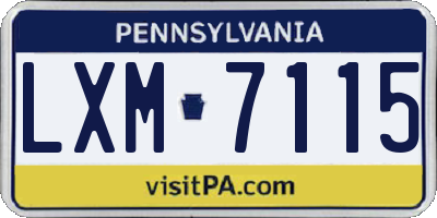 PA license plate LXM7115