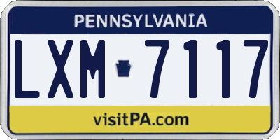 PA license plate LXM7117