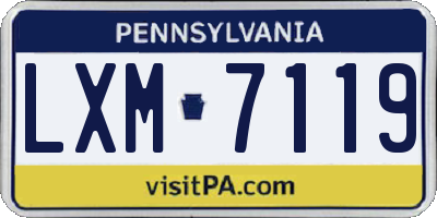 PA license plate LXM7119