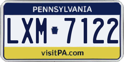 PA license plate LXM7122