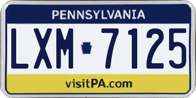 PA license plate LXM7125