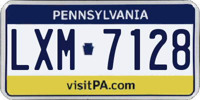 PA license plate LXM7128