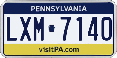 PA license plate LXM7140