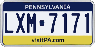 PA license plate LXM7171