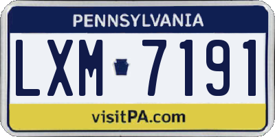 PA license plate LXM7191