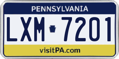 PA license plate LXM7201