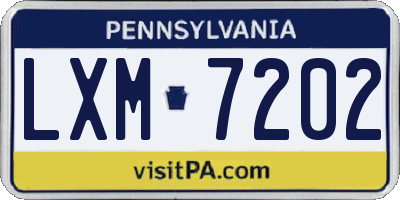 PA license plate LXM7202