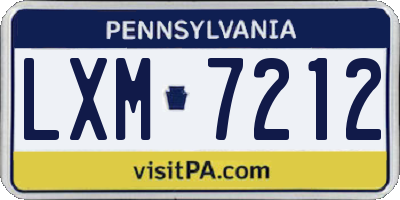 PA license plate LXM7212
