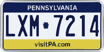 PA license plate LXM7214