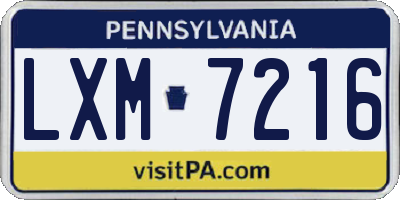 PA license plate LXM7216