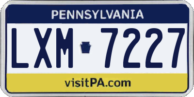 PA license plate LXM7227