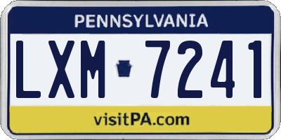 PA license plate LXM7241