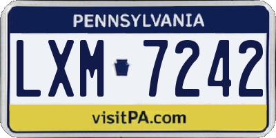 PA license plate LXM7242