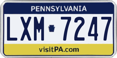 PA license plate LXM7247