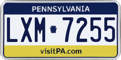 PA license plate LXM7255