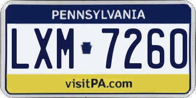 PA license plate LXM7260