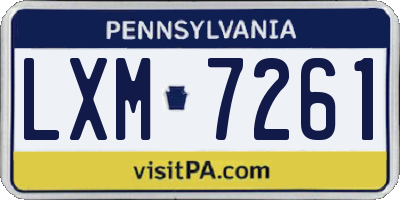 PA license plate LXM7261