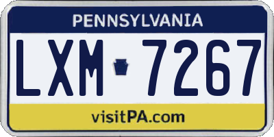 PA license plate LXM7267