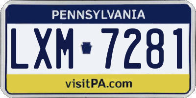 PA license plate LXM7281