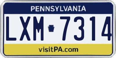 PA license plate LXM7314