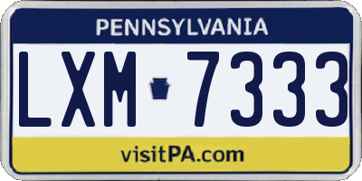 PA license plate LXM7333