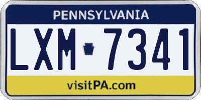 PA license plate LXM7341