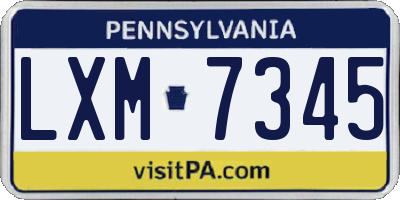 PA license plate LXM7345